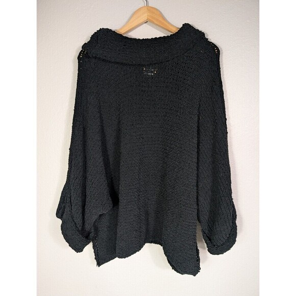 NWOT POL Chunky Knit Oversized Distress Black Turtleneck Cowl Sweater Size M N91 - Picture 2 of 8